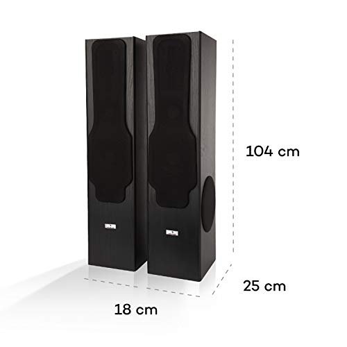 AUNA Line E 1005 Enceinte - Enceinte Hi-FI 3 Voies, 700 W Max, 2X 180W RMS, subwoofer, médium, Tweeter, boîtier Bass-Reflex, Aspect Bois, Noir – Image 8