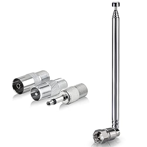 Bingfu Antenne Radio FM Intérieur Télescopique Antenne Chaine HiFi 75 Ohm pour Tivoli Sony Yamaha Onkyo Denon Pioneer Système Musique Bose Wave Bluetooth Récepteur Stéréo Amplifiee Tuner FM – Image 2