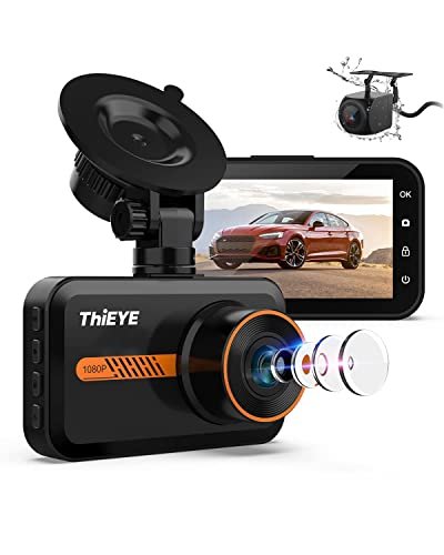 ThiEYE Dashcam Voiture HD 1080p, Écran LCD 3 Pouces, Petite Dash Cam Avant et Arrière pour Voitures, avec Compris Grand Angle 170°, Capteur G, Surveillance 24h Mode de Parking Caméra Embarquée Voiture – Image 2