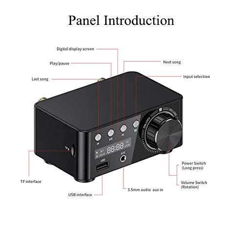 Amplificateur audio 50W + 50W, amplificateur stéréo, lecteur de carte mémoire HIFI Bluetooth 5.0 Digital Amplifier Board avec puce TPA3116, pour amplificateur AMP(noir) – Image 5