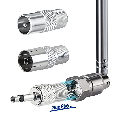 Bingfu Antenne Radio FM Intérieur Télescopique Antenne Chaine HiFi 75 Ohm pour Tivoli Sony Yamaha Onkyo Denon Pioneer Système Musique Bose Wave Bluetooth Récepteur Stéréo Amplifiee Tuner FM – Image 5