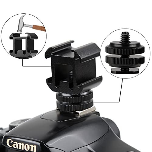 Griffe de Support Triple Adaptateur de Montage Support d'Extension d'Adaptateur pour Microphone Flashs Moniteur Appareils Photo Caméscopes – Image 5