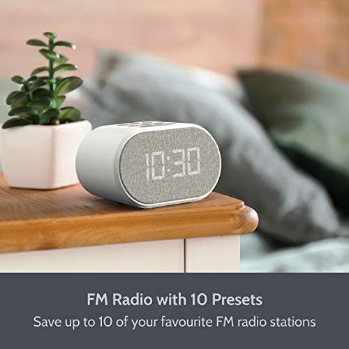 Radio Reveil avec Chargeur USB et Radio FM, Horloge Digitale, Reveil Matin avec Ecran à 5 Niveaux de Luminosité, Réveil numérique (Blanc) – Image 3