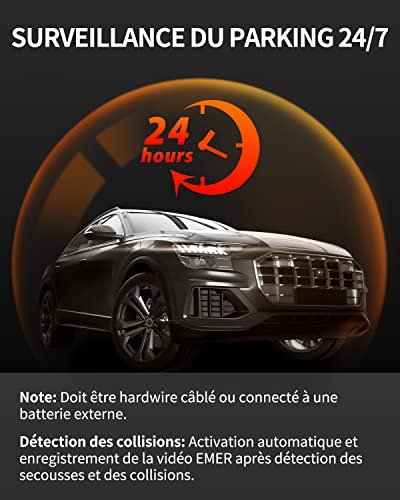 ThiEYE Dashcam Voiture HD 1080p, Écran LCD 3 Pouces, Petite Dash Cam Avant et Arrière pour Voitures, avec Compris Grand Angle 170°, Capteur G, Surveillance 24h Mode de Parking Caméra Embarquée Voiture – Image 8