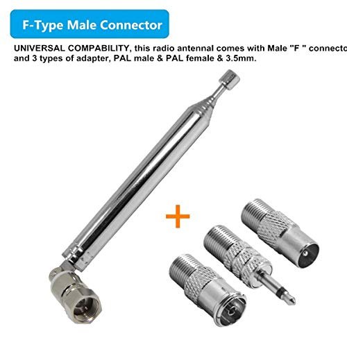 Antenne Radio FM Antenne Chaine HiFi, Ancable Antenne Télescopique pour Mini-Récepteur AV Dab AM FM 75 Ohm pour Denon, Roberts, Marantz, Yamaha, Hitachi, Tivoli Audio, Pionnier, Onkyo Sangean et Bose – Image 3