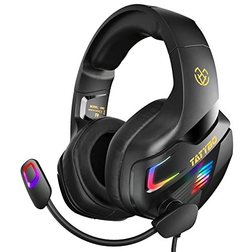 Casque Gaming PS4, Casque Gamer Xbox One avec Microphone Réglable Anti Bruit, Casque Gaming avec RGB LED Lampe Stéréo Basse pour PC PS5 PS4 Xbox One Switch – Image 2
