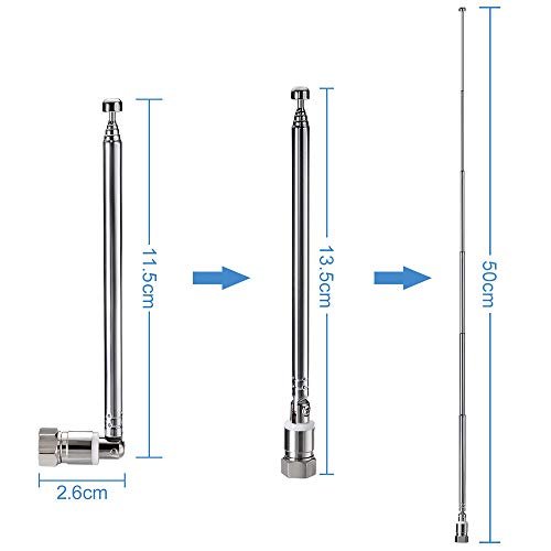 Bingfu Antenne Radio FM Intérieur Télescopique Antenne Chaine HiFi 75 Ohm pour Tivoli Sony Yamaha Onkyo Denon Pioneer Système Musique Bose Wave Bluetooth Récepteur Stéréo Amplifiee Tuner FM – Image 3