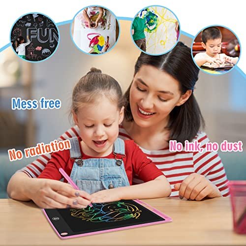 HOMESTEC Tablette d'écriture LCD colorée, Planche à Dessin de 8,5 Pouces Tablette Graphique Serrure à clé Écriture Manuscrite Doodle Dessin Pad Enfants Jouets Cadeaux pour garçons Filles (Rose) – Image 4