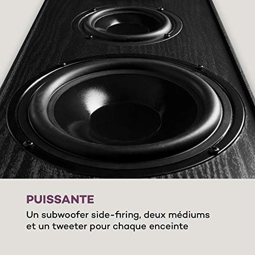 AUNA Line E 1005 Enceinte - Enceinte Hi-FI 3 Voies, 700 W Max, 2X 180W RMS, subwoofer, médium, Tweeter, boîtier Bass-Reflex, Aspect Bois, Noir – Image 5