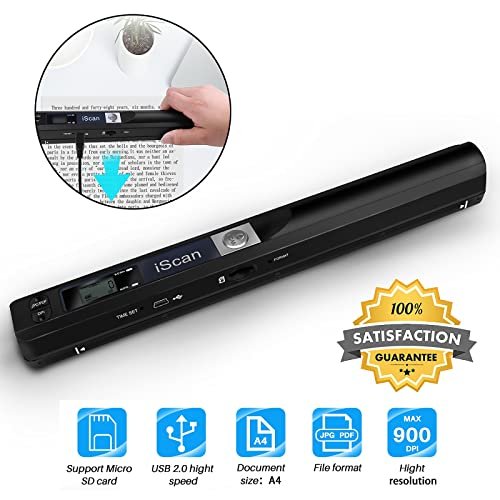 Youool Mini Scanner Portable A4, De Main Scanner D'Images USB NuméRisation Couleur à 900 dpi A4 NuméRisation à Scanner De Documents Portable Au Format JPG/PDF(Scanner + Carte 16GTF) – Image 3
