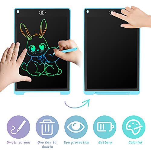 Coolzon Tablette d'écriture LCD Coloré Tablette Graphique de Dessin 12 Pouces pour Enfants, Tableau Portable de Dessin Effaçable, Planche à Dessin numérique Jouet Educatif pour Garçon Fille, Bleu – Image 4