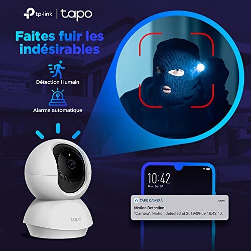 TP-Link Tapo 2K Caméra Surveillance WiFi intérieure 360° Tapo C210, UHD 3MP, Détection de personne, Vision Nocturne, Audio Bidirectionnel, Compatible avec Alexa et Google Assistant, pour Bébé/Animaux – Image 5