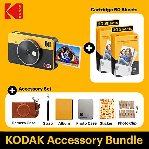 Kodak Mini Shot 2 Retro, Appareil Photo Argentique Instantané avec Imprimante Photo Portable sans Fil, Bluetooth, Compatible iOS et Android, 5,6 x 8,6 cm, Lot de 68 Feuilles - Jaune – Image 3
