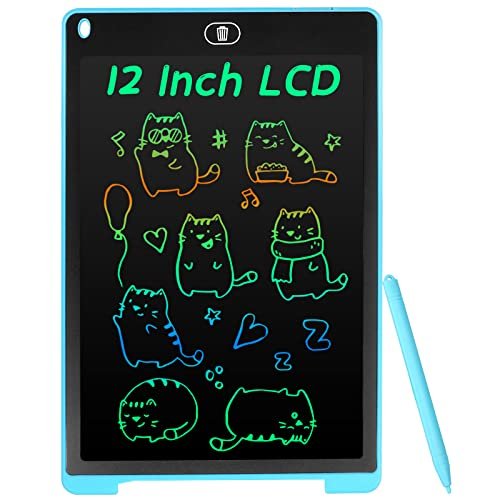 Coolzon Tablette d'écriture LCD Coloré Tablette Graphique de Dessin 12 Pouces pour Enfants, Tableau Portable de Dessin Effaçable, Planche à Dessin numérique Jouet Educatif pour Garçon Fille, Bleu – Image 2