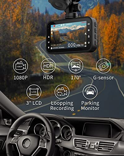ThiEYE Dashcam Voiture HD 1080p, Écran LCD 3 Pouces, Petite Dash Cam Avant et Arrière pour Voitures, avec Compris Grand Angle 170°, Capteur G, Surveillance 24h Mode de Parking Caméra Embarquée Voiture – Image 3