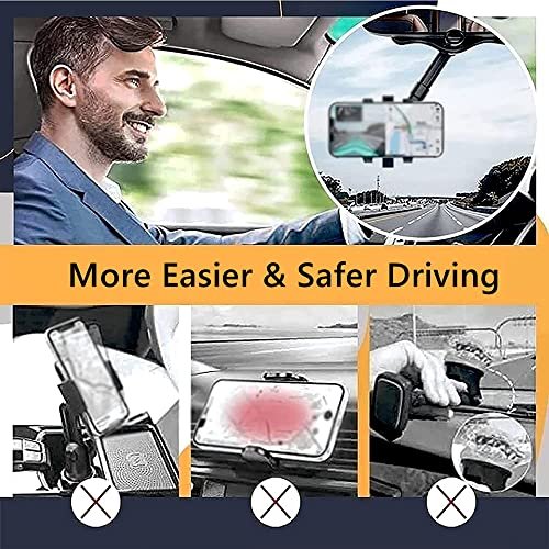 Support pour téléphone pour Voiture, Support Porte-Supports Supports Supports de Miroir rétroviseur pour Voiture pour téléphone Portable Smartphone, Adapté pour Smartphone de 3 à 7 Pouces – Image 6