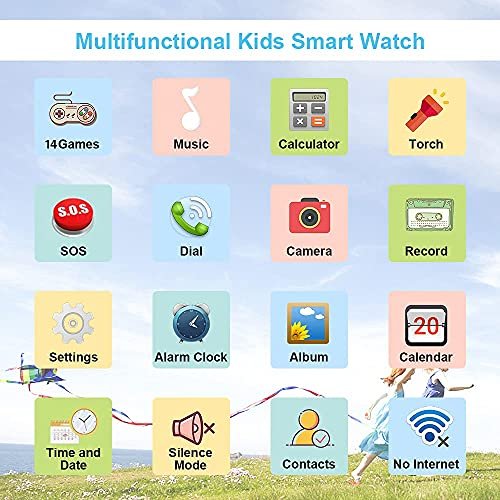 Montre Connectée Enfant, Montre Téléphone pour Enfants, Musique Montre Intelligente Fille Garçon avec 16 Jeux,Caméra,Réveil, SOS, Lampe de Poche, Cadeaux pour Enfants, Cadeau de Noël 3-12 Ans – Image 3