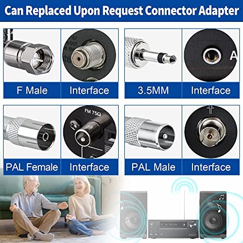 Bingfu Antenne Radio FM Intérieur Télescopique Antenne Chaine HiFi 75 Ohm pour Tivoli Sony Yamaha Onkyo Denon Pioneer Système Musique Bose Wave Bluetooth Récepteur Stéréo Amplifiee Tuner FM – Image 7