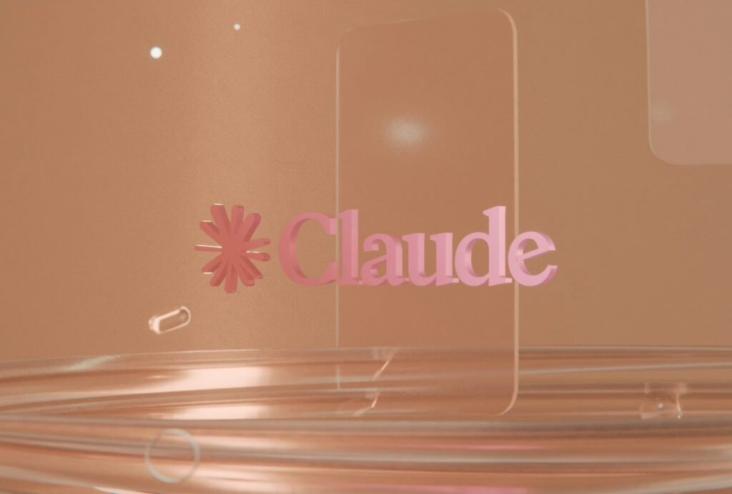 Pink claude logo with asterisk on a peach background